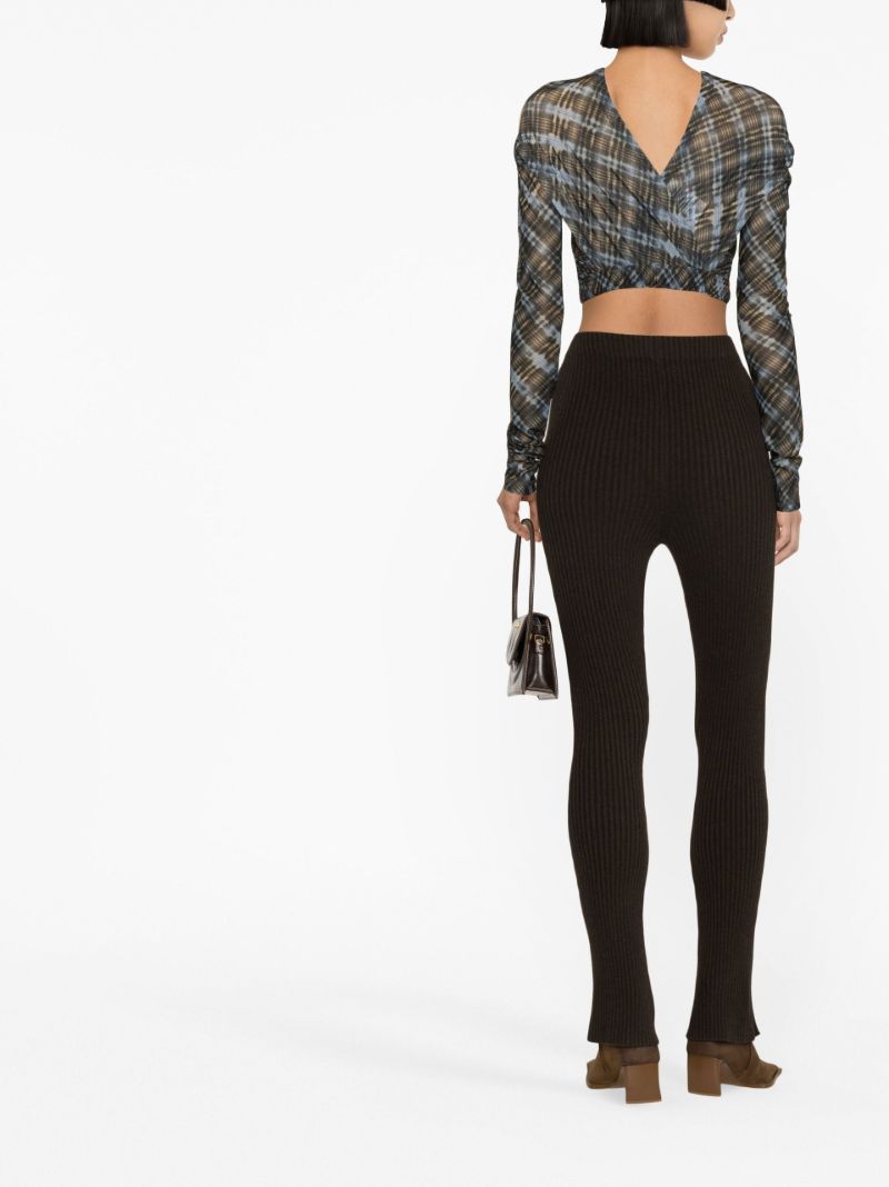 Black and Blue Plaid Print Anti Crossover Top