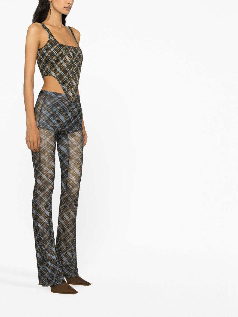 Brown Plaid Print Corset Top