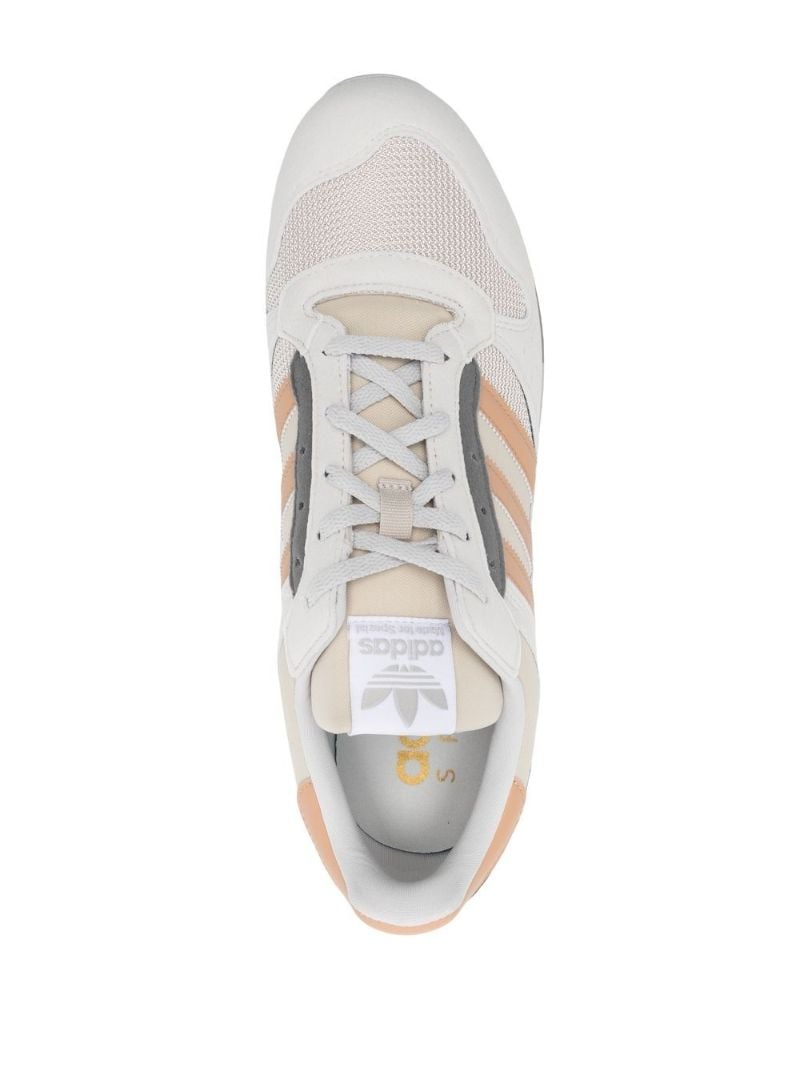Grey Three-stripe Faux Leather Sneakers