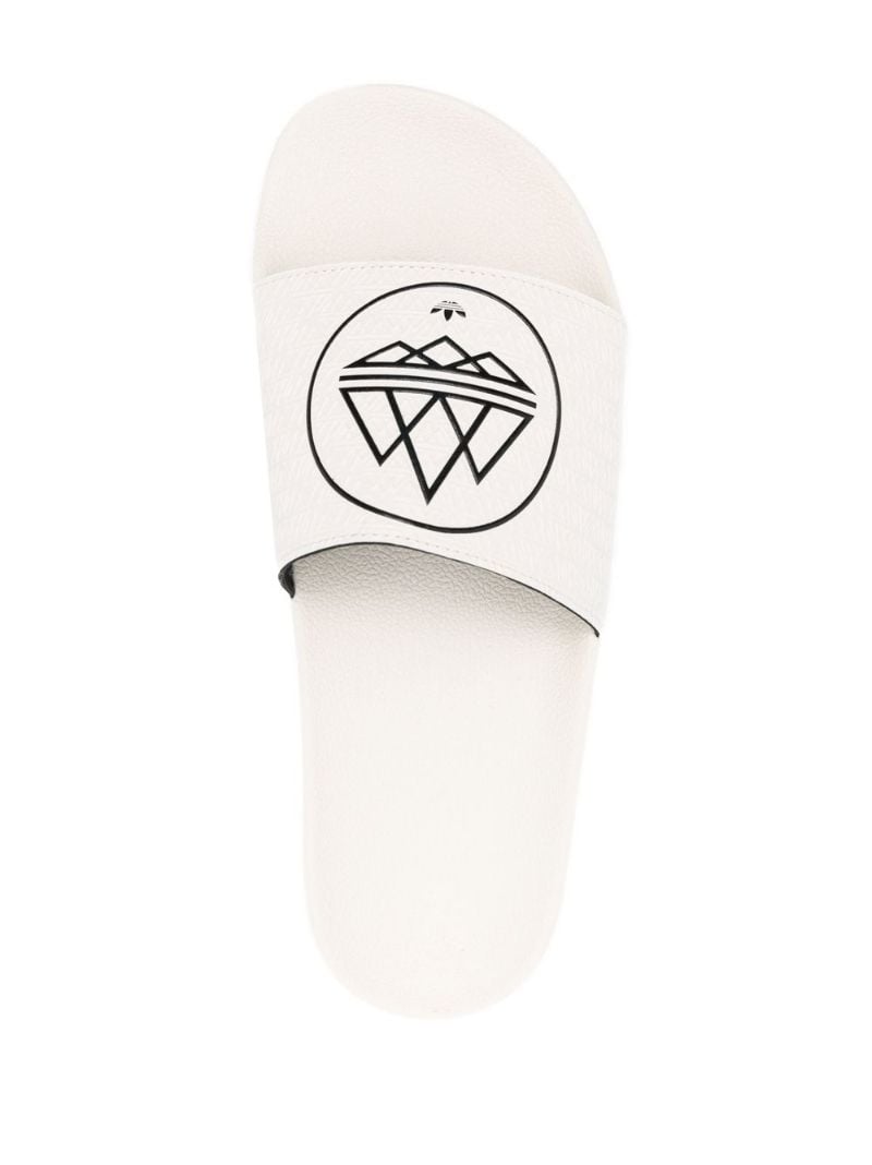 White Spezial Adilette Logo Print Rubber Slides
