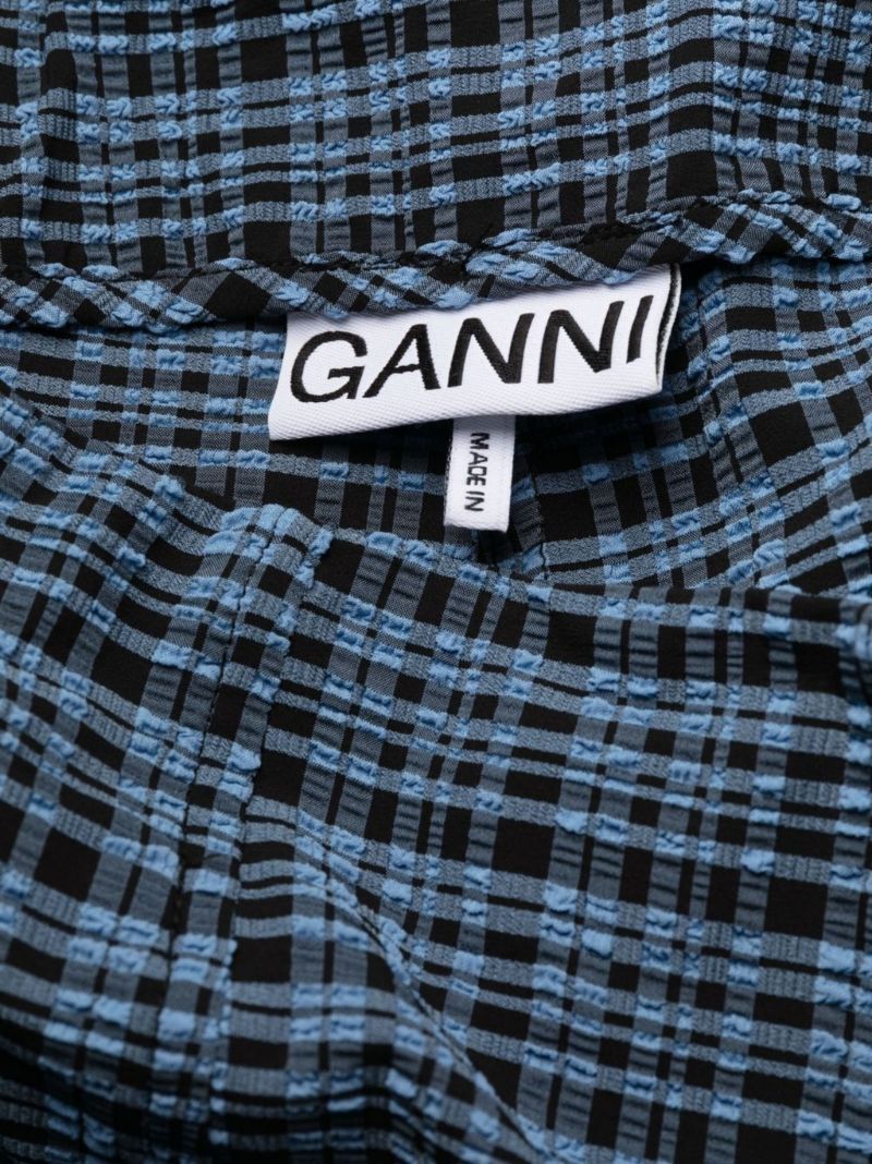 Blue Checked Flared Trousers