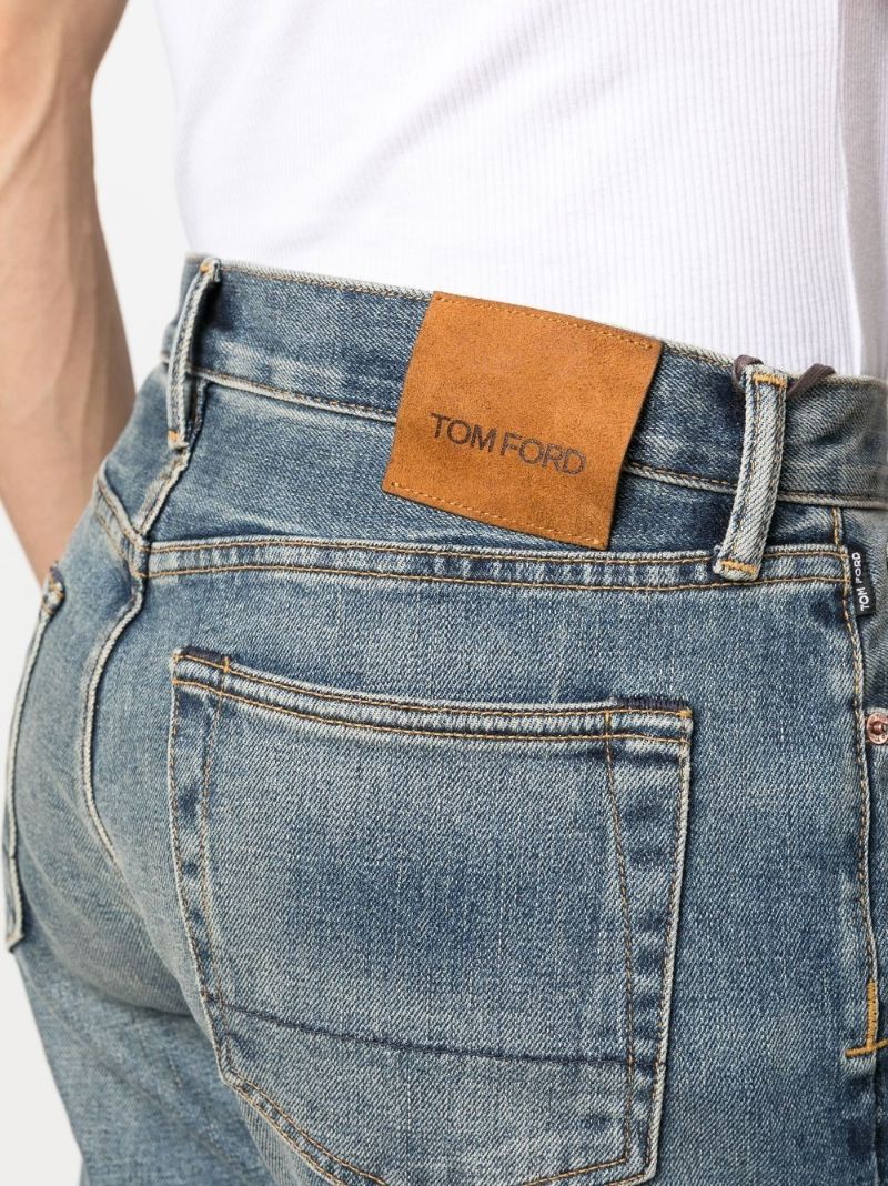 Blue Stonewash Straight-leg Jeans
