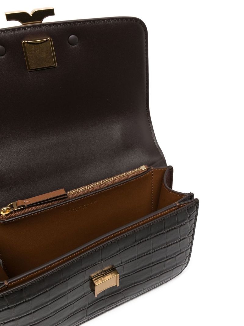 Brown Eleanor Mock Croc Leather Shoulder Bag