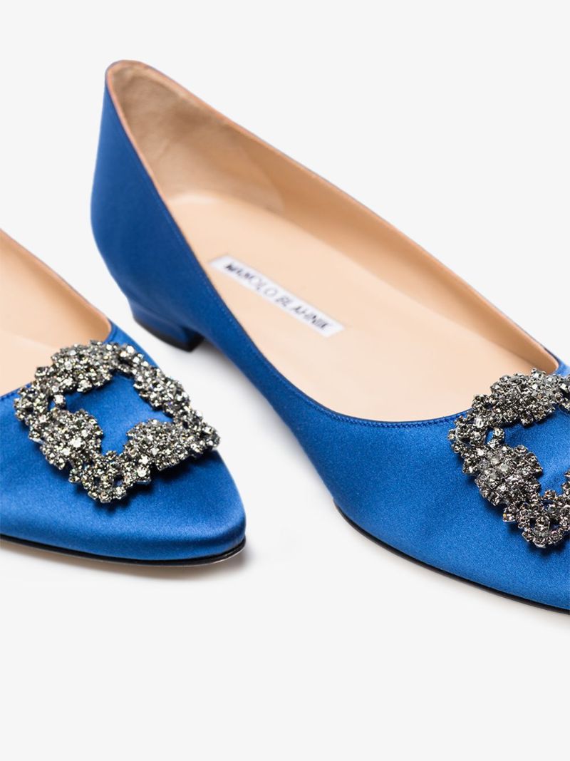 Blue Hangisi Satin Flat Pumps