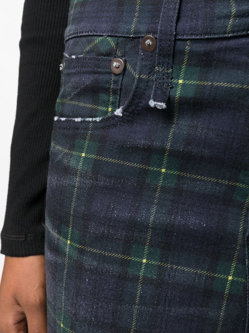 Green Tailored Drop Tartan Print Jeans