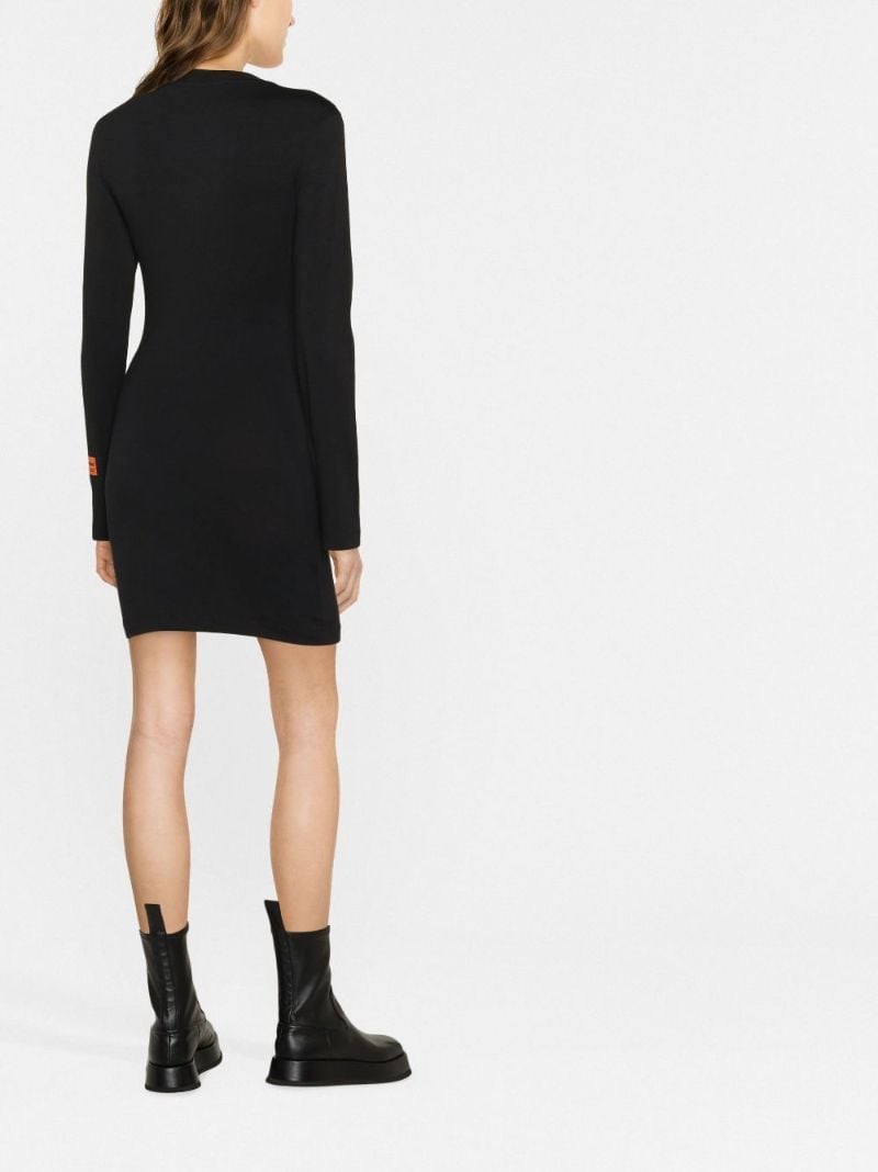 Black Logo Patch Long Sleeved Mini Dress