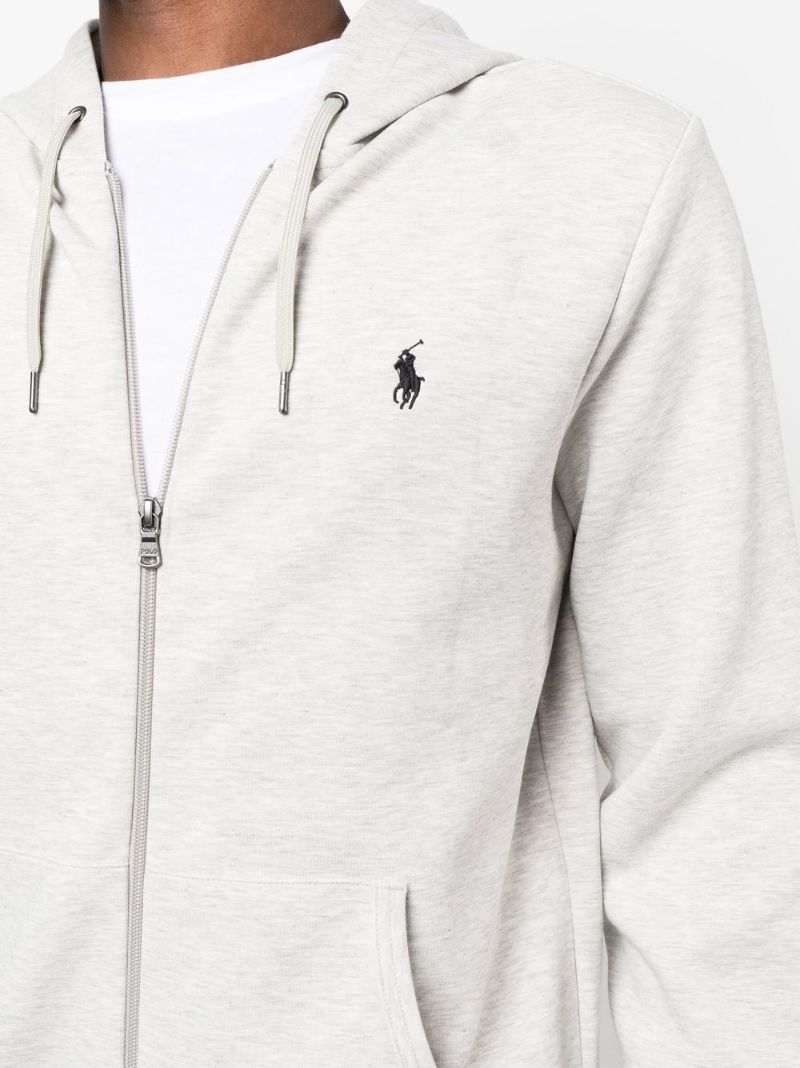 Grey Pony Embroidered Zip-up Hoodie