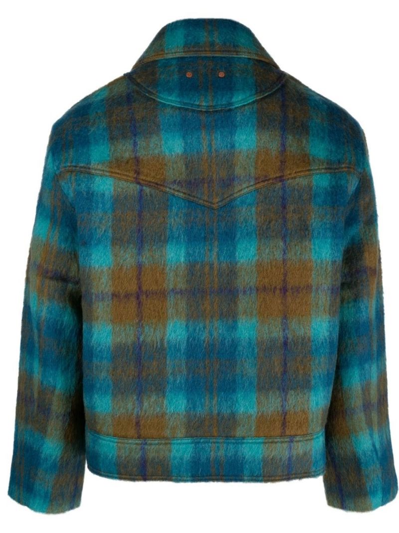 Blue Checked Bomber Jacket