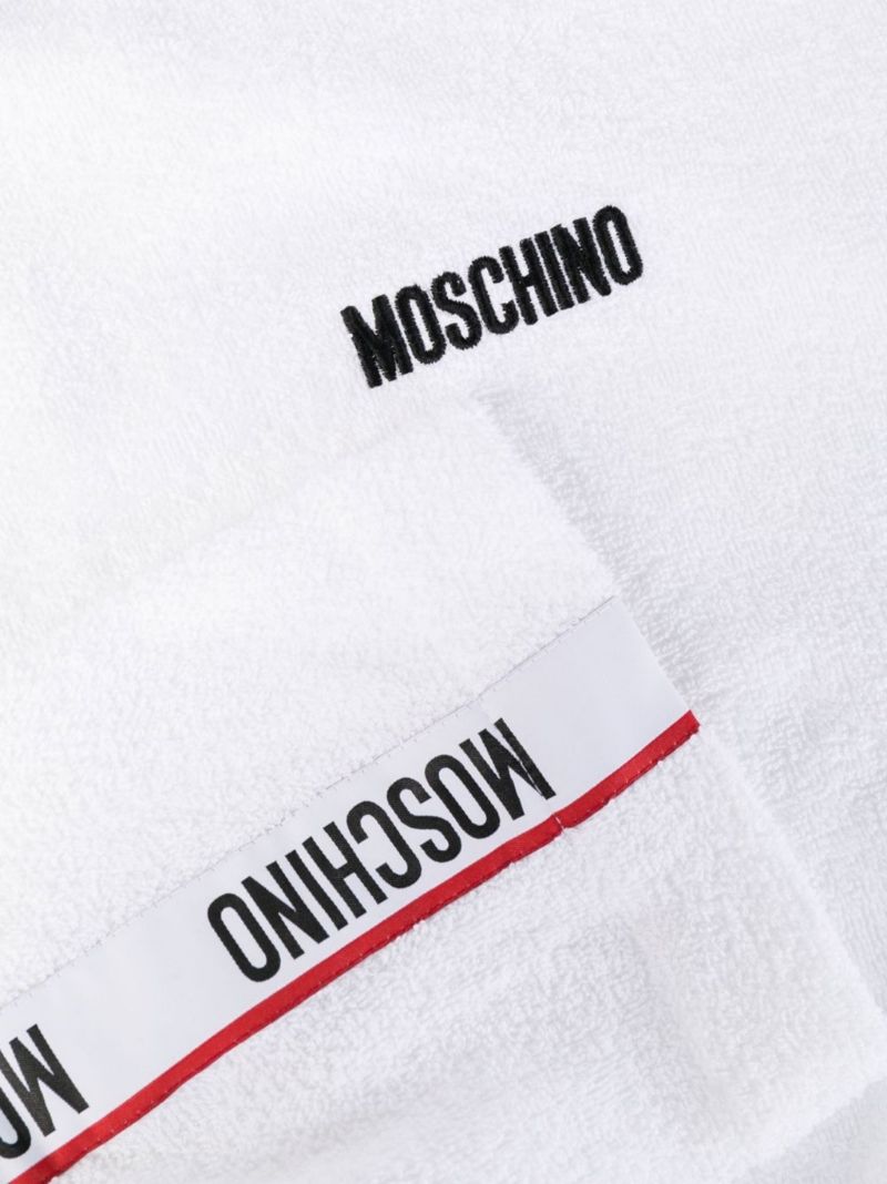White Logo Tape Cotton Bathrobe