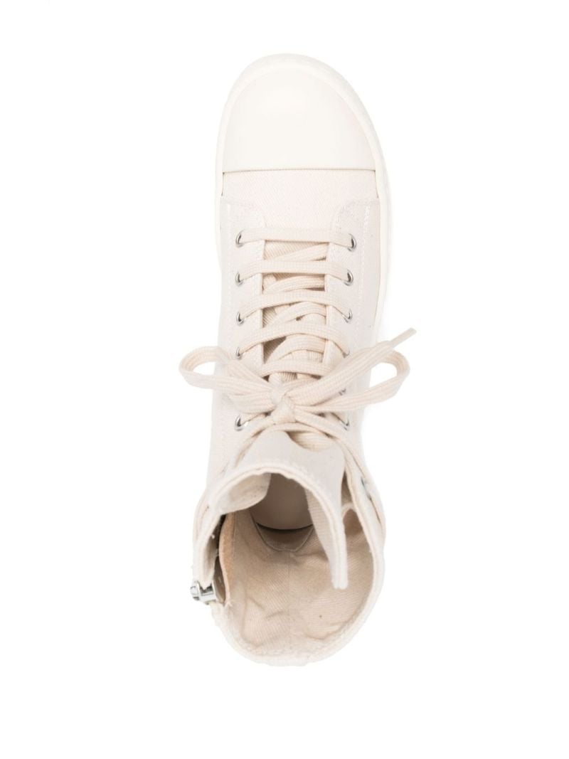 White High-top Lace-up Canvas Sneakers
