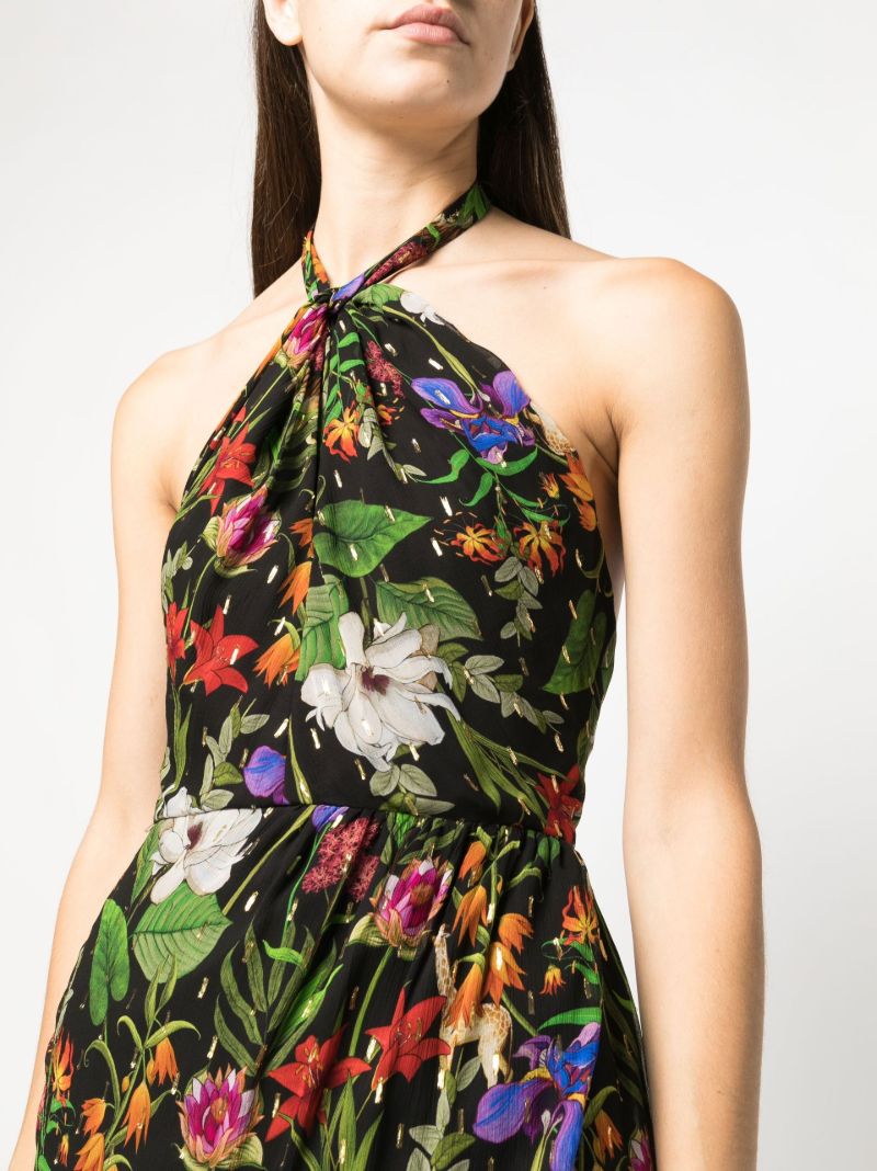 Black Alyona Halterneck Floral Print Dress