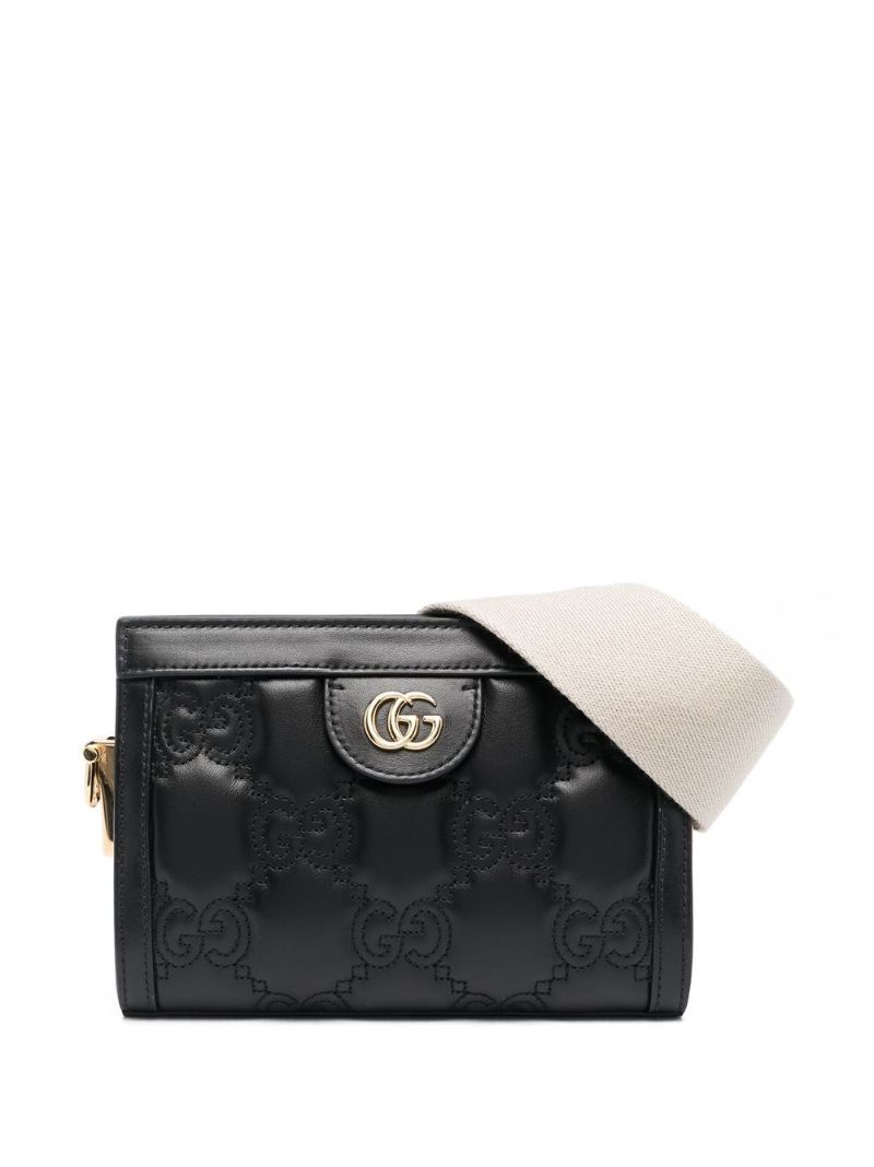 Black Gg MatelassÃ_x0083_© Leather Shoulder Bag