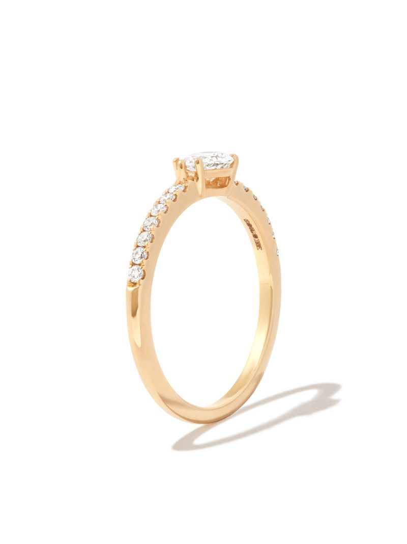 18k Yellow Gold Sideways Pear Diamond Ring