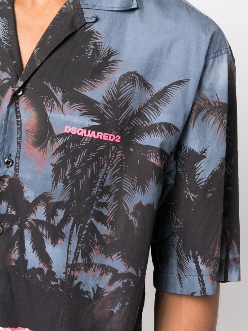Blue Palm Tree Print Shirt