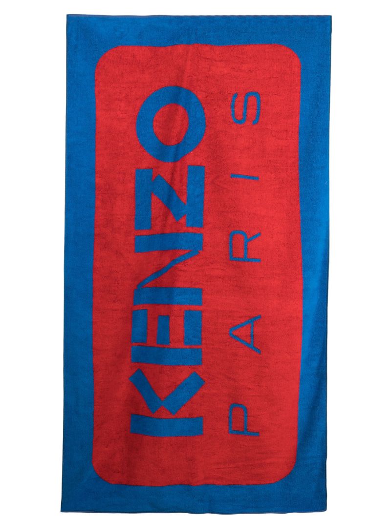 Red Logo Print Organic Cotton Beach Towel