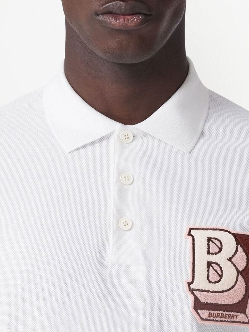 White Letter Graphic Polo Shirt