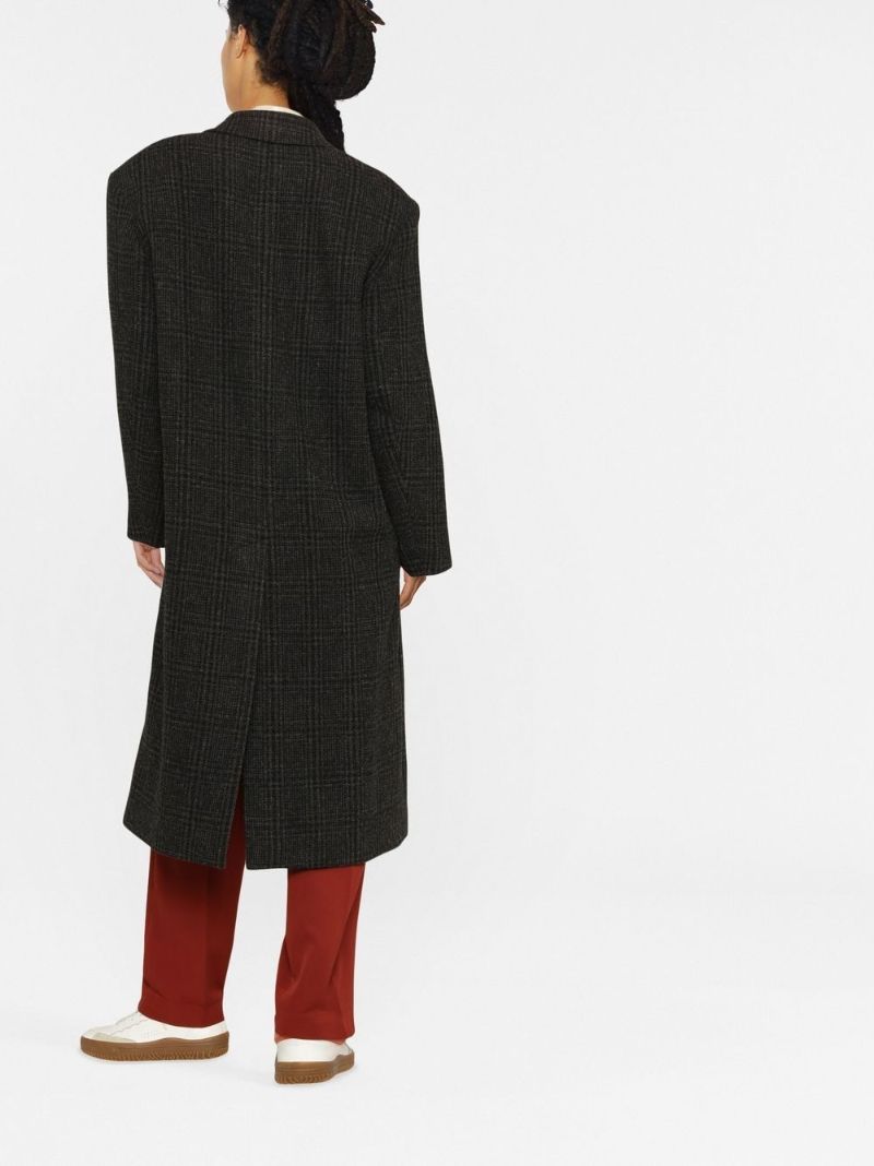 Grey Checked Double-breasted Coat