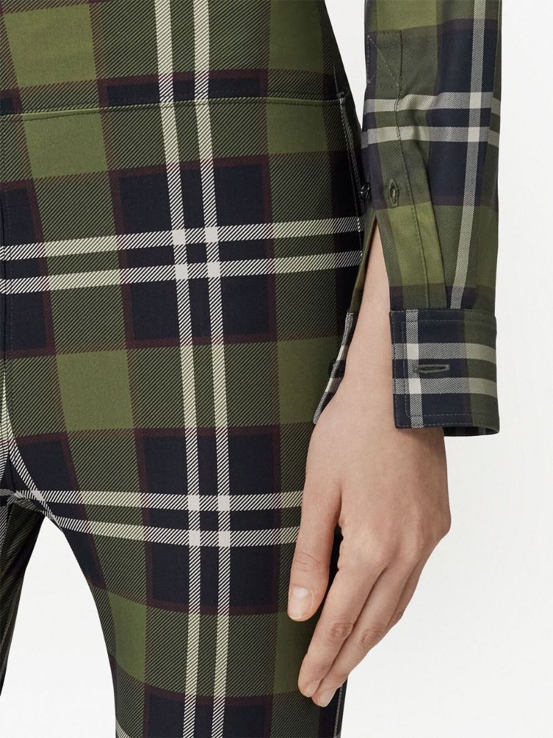 Green Vintage Check Leggings