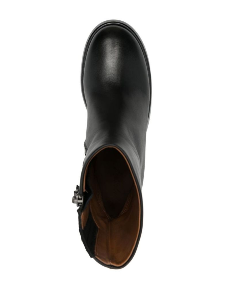 Black 100 Platform Leather Ankle Boots