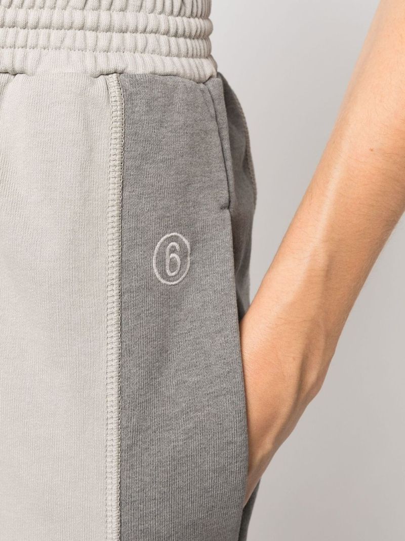 Grey Patchwork Wide Leg Track Pants