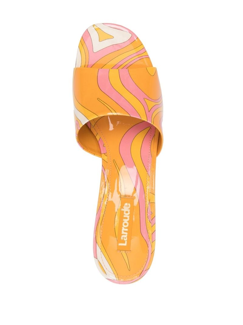 Orange Brigitte 45 Sun Wave Print Patent Leather Mules