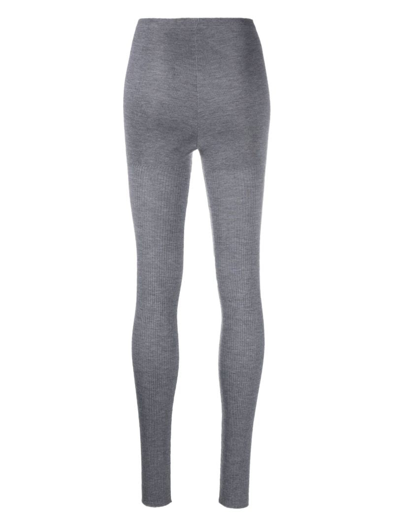 Grey Ribbed Knit Leggings