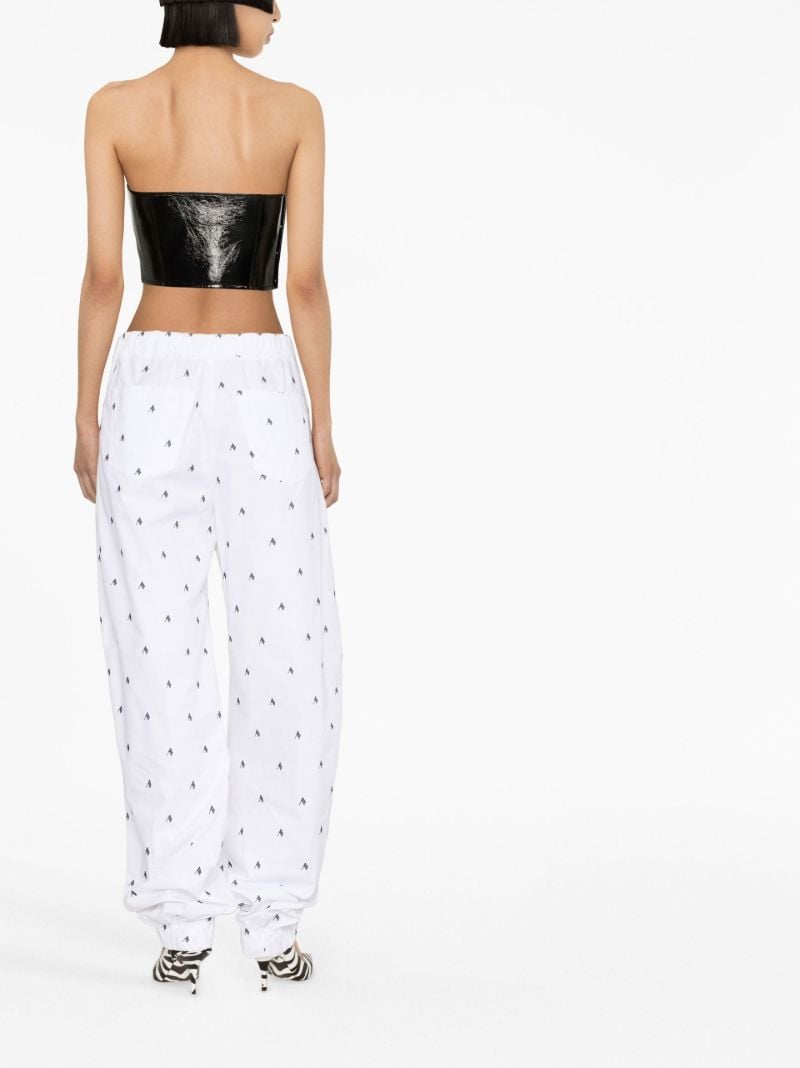 White Rey Logo Print Wide-leg Trousers