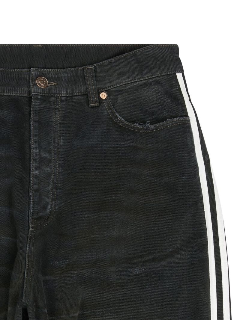 X Adidas Black Three-stripe Straight Legs Jeans