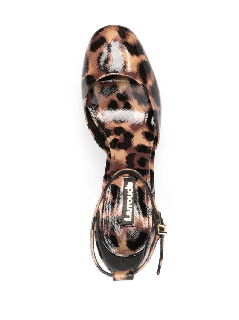 Orange 120 Leopard Print Leather Pumps