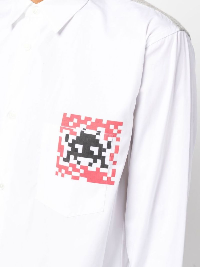 White Space Invaders Cotton Shirt