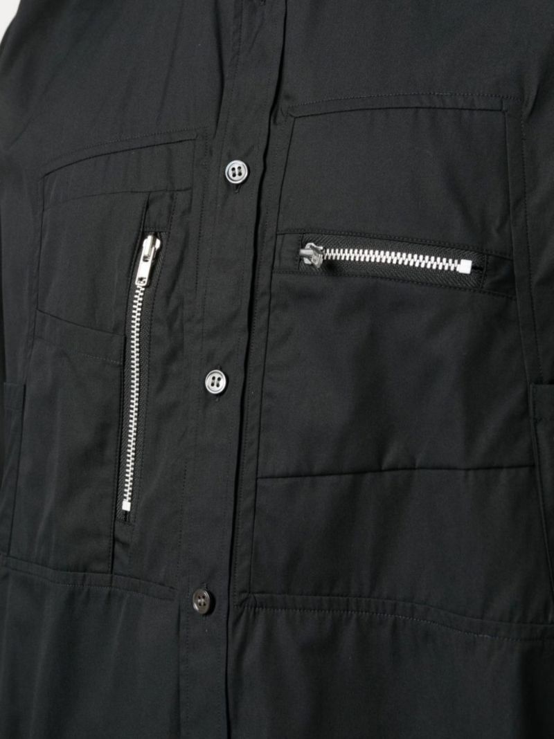 Black Pocket Detail Cotton Shirt