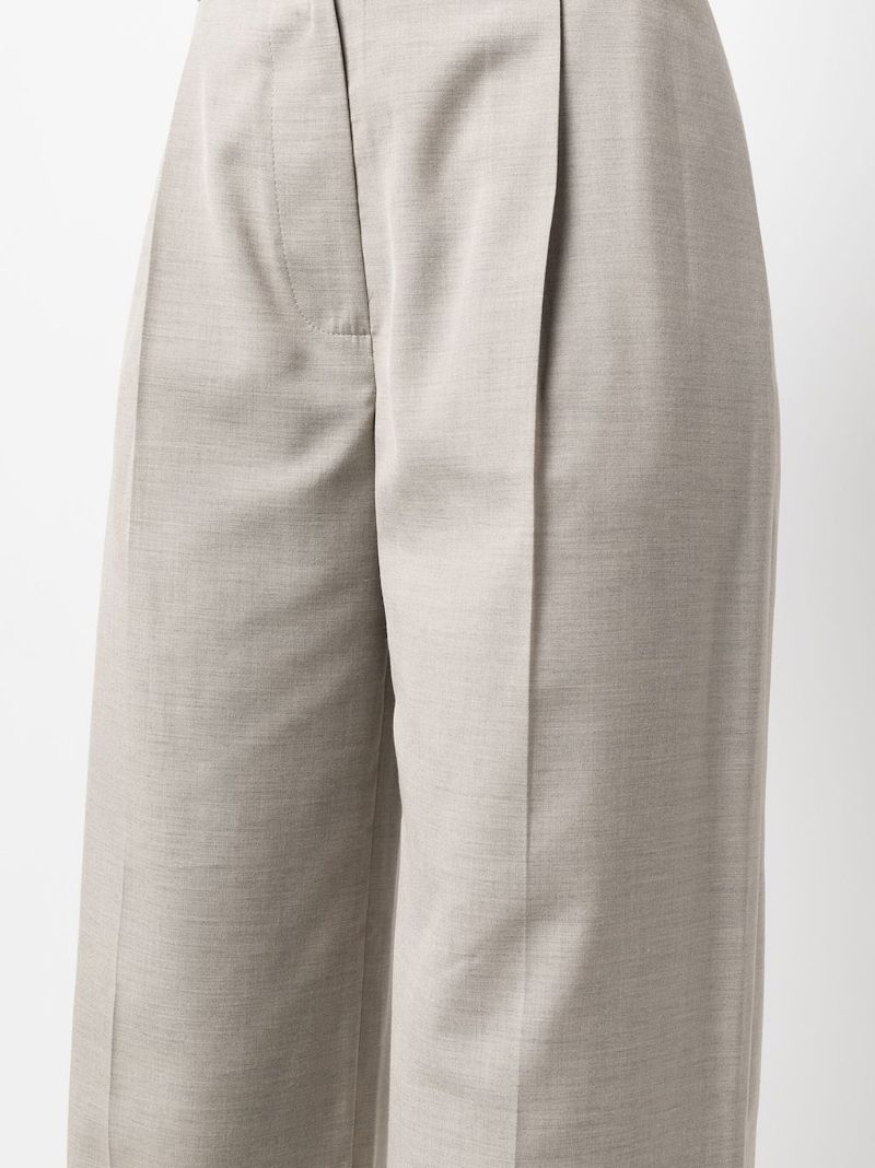 Neutral Straight-leg Pleated Trousers