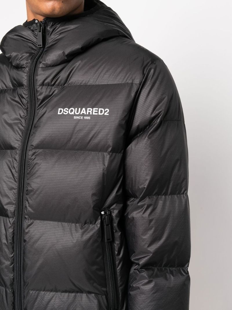 Black Logo Print Down Filled Jacket