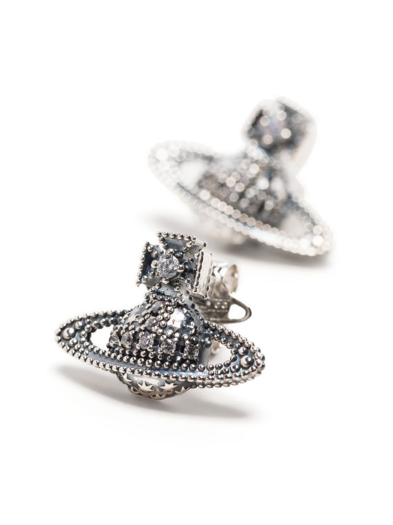 Silver-tone Glenda Bas Relief Stud Earrings