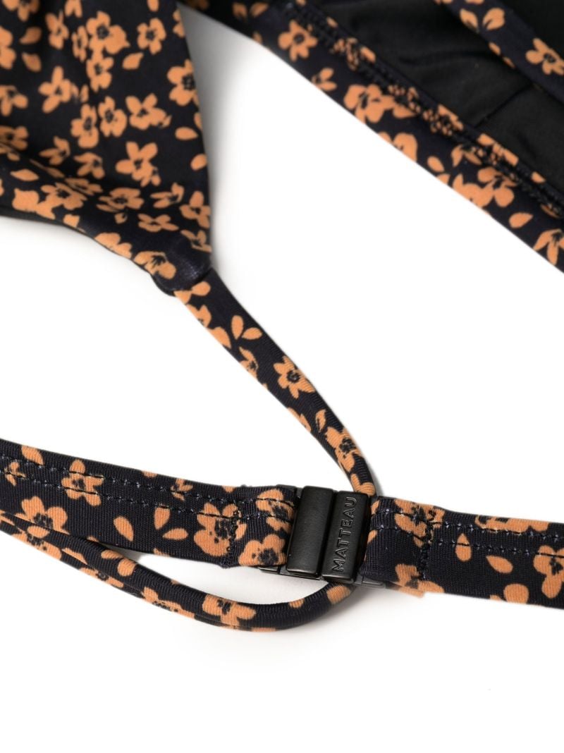 Black Floral-print Bikini Top