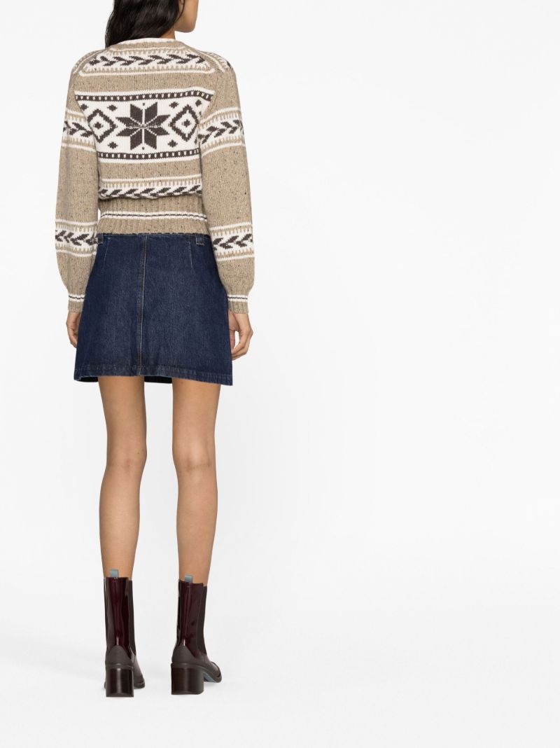 Neutral Jacquard-knit Sweater