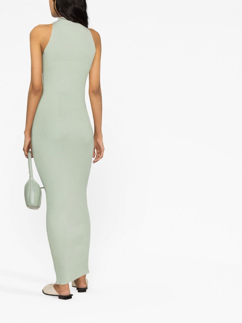 Green Ribbed Knit Maxi Dress