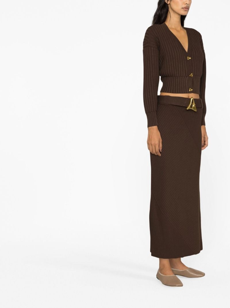 Brown Mount Ribbed-knit Cardigan