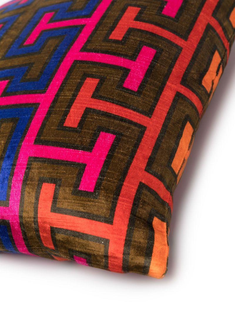 Brown Abstract-print Cushion