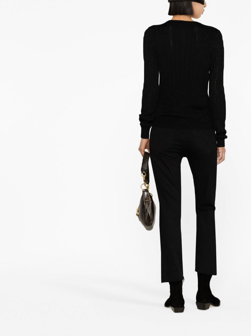 White Cable-knit Cotton Sweater