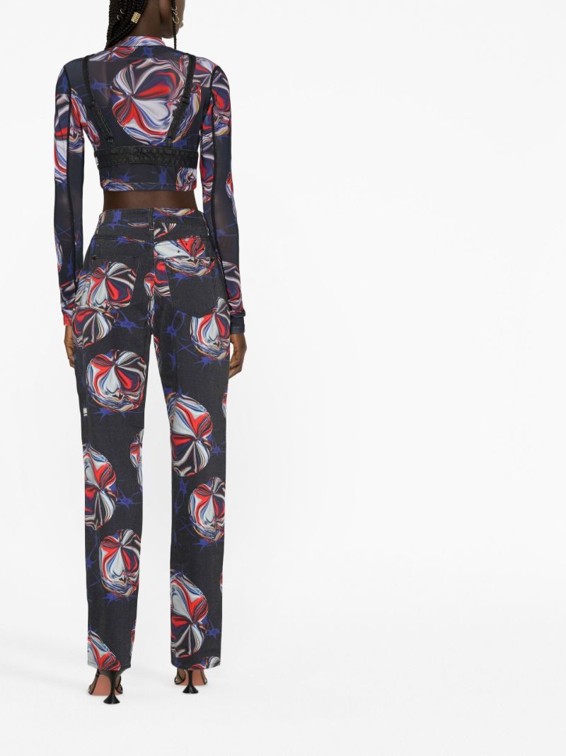 X P.e Nation Black Printed Straight-leg Jeans
