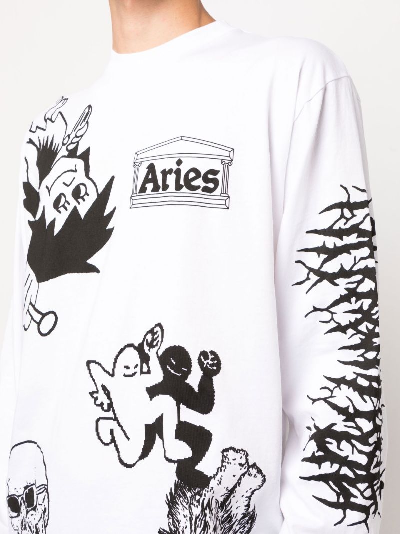 White Graphic Print Long Sleeve T-shirt