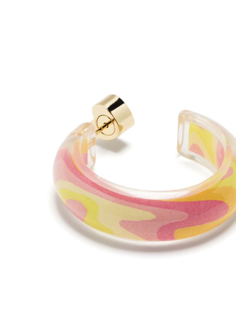 14k Yellow Gold Small Groovy Print Jelly Hoop Earrings