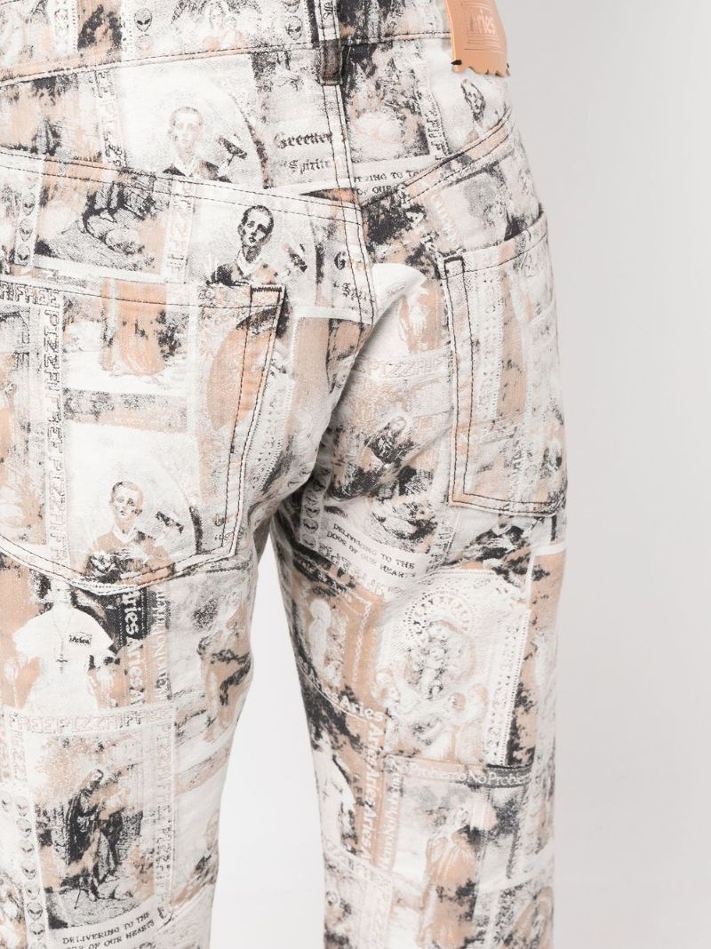 White Santino Printed Denim Jeans