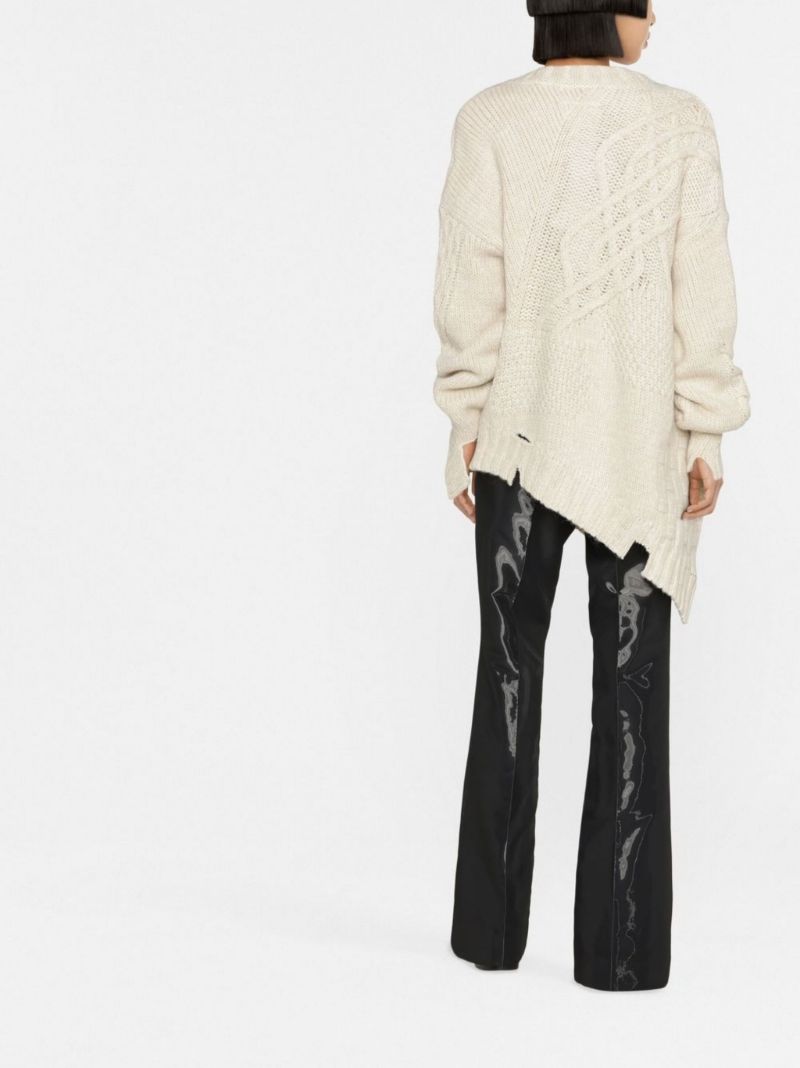 Neutral Asymmetric Distressed Sweater