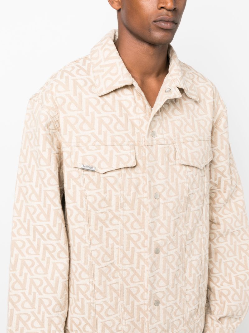 Beige Initial Denim Jacket