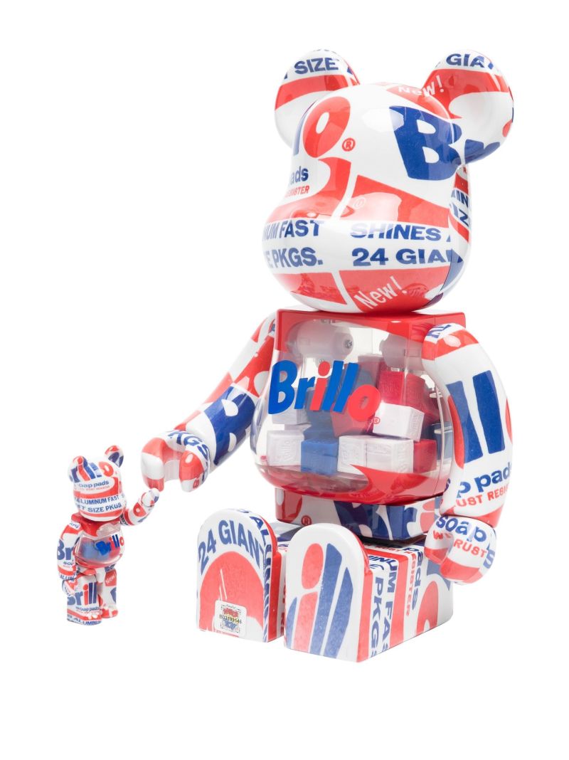 Blue Be@rbrick Andy Warhol Brillo 100% and 400% Set