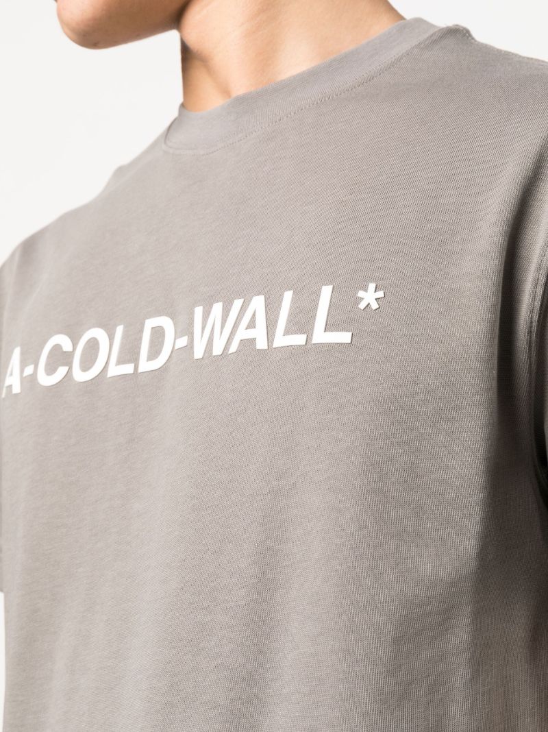 Grey Logo Print Cotton T-shirt
