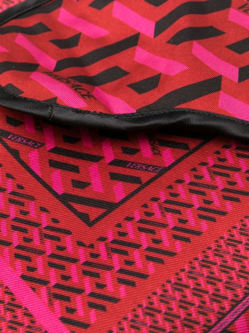 Red La Greca Print Travel Set