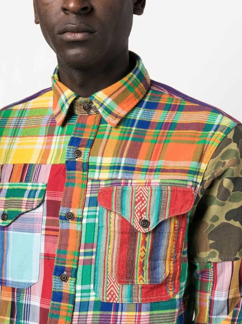 Red Patchwork-design Shirt